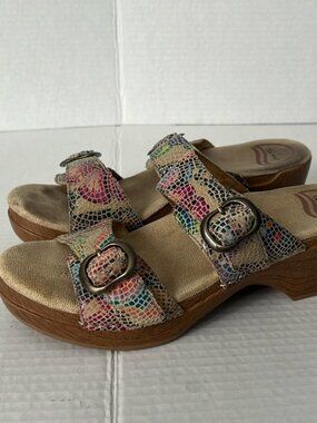 Dansko SOPHIE Multi-Color Leather Slip On Sandals